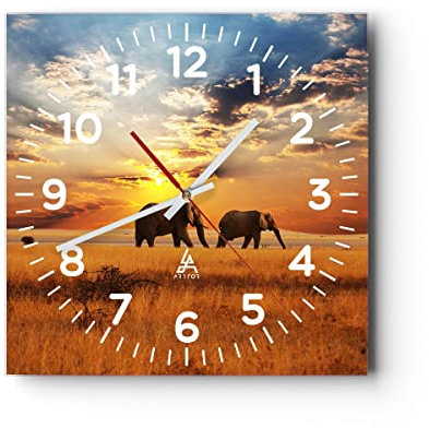 ARTTOR Moderne Wanduhr 40x40cm Quadrat Glasuhr Landschaften Natur - 3150