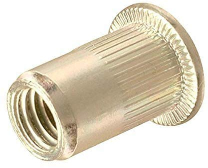 1/4-20 Blind Rivet Nut Threaded Inserts, Steel, Zinc Plated, 25 Pack