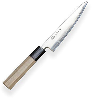 White Octagonal Tosa-Ichi SXL-151710/JS Hokiyama Universal-Messer- Aogami super, Blauer Papier-Stahl - Hoher Kohlenstoff Stahl & 8-eckige Magnolieholz Griff, Klinge 135 mm