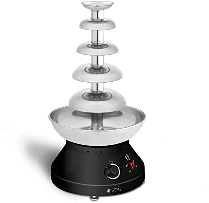 Royal Catering Fontaine À Chocolat Fondue Au Fromage RCCF-210 (250 W, 5 Étages, 30-110 °C, 4 L Capacité, 10-12 h Cycle de fonctionnement)