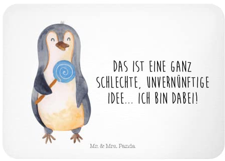 Mr. & Mrs. Panda Kühlschrankmagnet Pinguin Lolli - Geschenk, Unvernünftig, Spruch, Magnet, Notizhalter, Süßigkeiten, Pinguine, haftmagnet, zettelhalter, whiteboardmagnet
