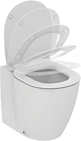 Ideal Standard - Connect, Vaso a terra universale AquaBlade® filo parete, Water completo di sedile slim a sgancio rapido, Bianco