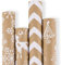 RUSPEPA Rouleau De Papier D'Emballage De Noël - Papier Kraft Marron Avec Papier D'Impression 3D D'Éléments De Noël Blancs - 4 Rouleaux - 76 cm X 305 cm Par Rouleau