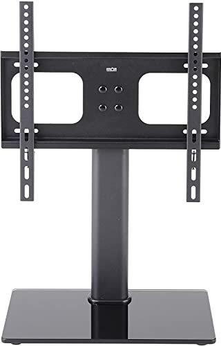 TTAP TT64F Universal Black Glass Replacement Tabletop Pedestal TV Stand for up to 60 inch TVs - Fixed