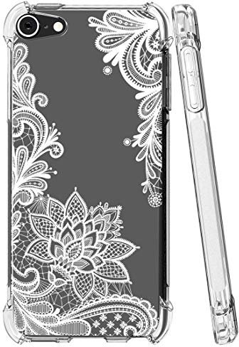 Sidande Schutzhülle für iPod Touch 7, Touch 6 mit Blumen, stoßfest, klar, Blumenmuster, weich, flexibel, TPU, schlanke Handyhülle für iPod Touch 5/6/7. Generation, weißes Mandala