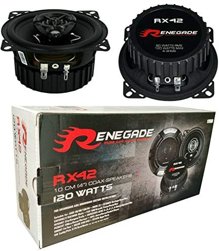 2 RENEGADE RX42 altoparlanti coassiali a 2 vie da 4 10,00 cm 100 mm 60 watt rms 120 watt max impedenza 4 ohm 92 db spl per auto neri, a coppia