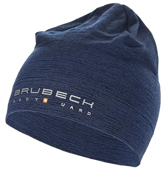 BRUBECK Outdoor Mütze Damen | Funktionsmütze nahtlos temperaturregulierend | Wandern | Blaue Sportmütze Merino dünn | Trekking | Skull Cap | 48% Merinowolle | Gr. S - M | Navy | HM10180