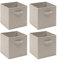 BonChoice Foldable Storage Cubes Boxes Pack of 4 with Handle for Home Organization, Fabric Wardrobe Storage Box Organizer Basket Bins for Clothes Beddings Toys Towels, Collapsible & Durable (Beige, 4)