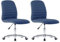 vidaXL Esszimmerstühle 2 STK., Esszimmerstuhl mit Rollen Höhenverstellbar Drehbar, Essstuhl Küchenstuhl Eisengestell, Stuhl Drehstuhl Esszimmer Küche, Blau Stoff