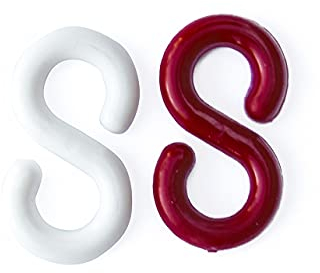 Gancio a S diametro 8 mm. in plastica bianca e rossa - 4 pz.