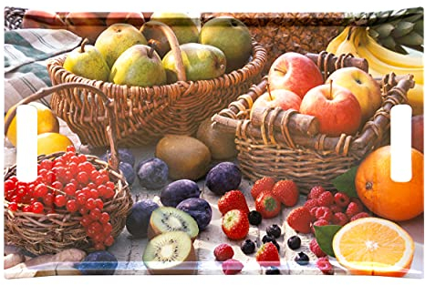 Lashuma Modernes Getränketablett bunt, Speisetablett rechteckig 54x35 cm, Tablett Druck: Früchte
