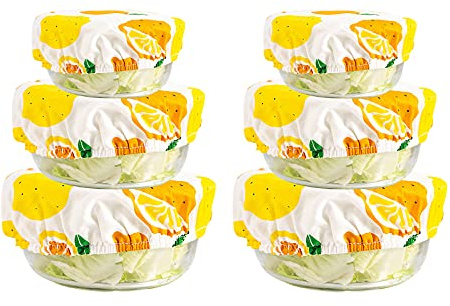 BELUAPI Set of 6 Dust Stretch Bowl Covers, Reusable Cotton Dish Plate Lids,Durable Food Storage Covers for Family Party and Outdoor Picnic(3 Sizes,No Bowls)