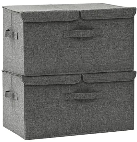vidaXL 2X Aufbewahrungsbox Spielzeugkiste Spielzeugbox Stoffbox Faltkiste Faltbox Regalkorb Kiste Korb Box Organizer Stoff 50x30x25cm Anthrazit