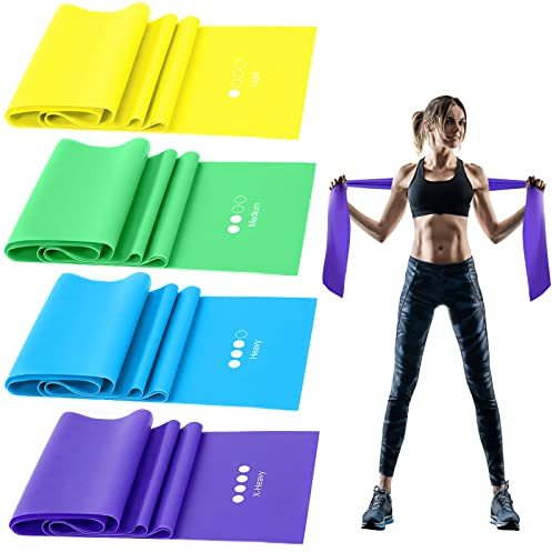 GIEMIT Resistance Bands Set,TPE Elastic Bands with 4 Resistance Levels,Exercise Bands Workout Resistance Bands Set for Recovery,Physical Therapy,Fitness,Yoga,Pilates,Rehab,Strength Training