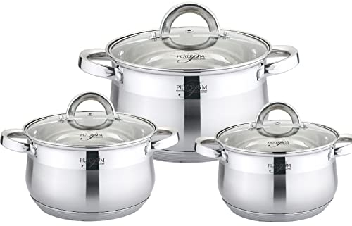 Cheffinger 6 TLG Edelstahl Kochgeschirr Induktion Kochtopf Topf Set Deckel Gastronomie