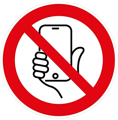 Aufkleber Verbotszeichen „Handy/Smartphone Nutzung verboten“ Folie praxisbewährt | Ø 5-30 cm Made in Germany, Größe: Ø20 cm