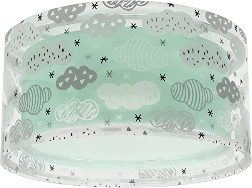 Dalber Deckenlampe kinderzimmer, Deckenleuchte für Kinder Clouds Wolke Grün, Deckenlampe Kinderzimmer, 41416H, E27