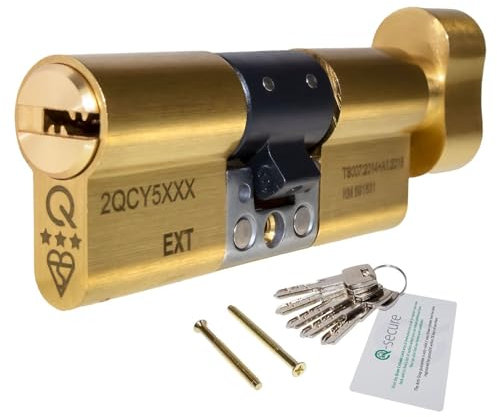 Brass, 40/40 (80mm) greenteQ Orion TS007 3-Star Anti-Snap Thumbturn Euro Cylinder Twist Lock Door Barrel