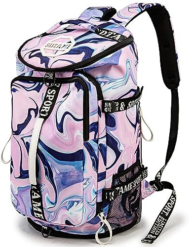 Sporttasche mit Schuhfach, 4-Wege-Reiserucksack für Damen und Herren, multifunktionale Wochenendtasche mit wasserdichter Schicht und Laptopfach für Fitness, Reisen, Camping (lila)