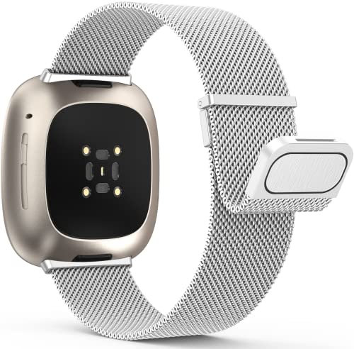 Yoohoo Armband Kompatibel mit Fitbit Versa 3/4/Sense/Sense 2, Edelstahl Metall Magnet Ersatzarmband für Damen und Herren
