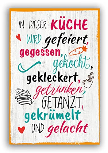 In dieser Küche wird gefeiert - Schild für Zuhause mit Zitat als Geschenk und zur Dekoration