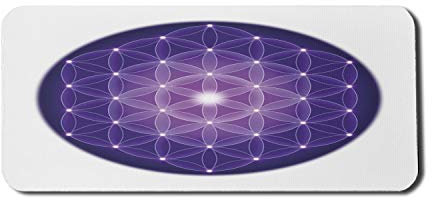 FJAUOQ Tapis de Souris d'ordinateur géométrique,Conception de Fleur de Vie des Traditions avec Motif d'étoiles Pointues,Tapis de Souris en Caoutchouc antidérapant rectangulaire,16x35.5in