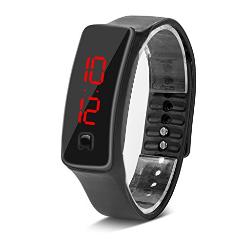 LED Sports Watch, Waterproof Wrist Watch with Silicone Strap, Digital 12-Hour Dial Electronic Display Wristwatch Watch Rectangle, for Sport Night Running Casual Wear