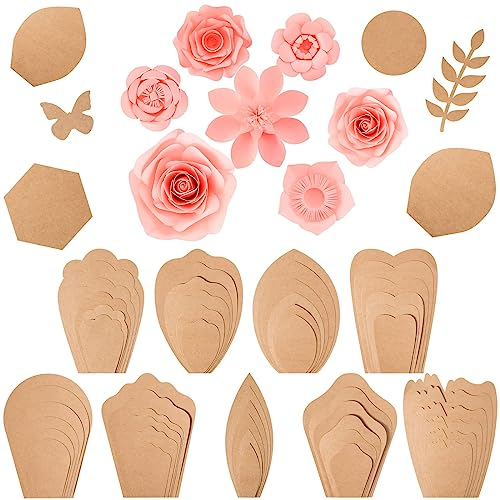 Harloon 60 Stück große Papierblumen-Vorlagen-Set, DIY-Papierdekorationen für Wandblüten-Schablonen, 9 Arten von Blumen für Hochzeit, Geburtstag, Party, Fotografie-Hintergrund