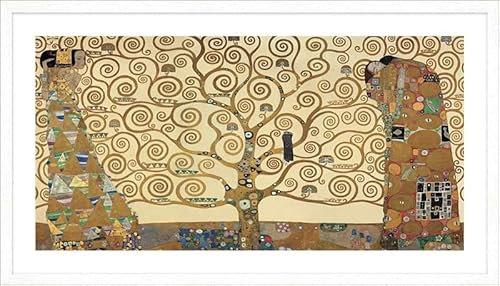 ART PRINT CAFE' – Tableau Gustav Klimt, L'arbre de vie. Affiche d'art encadrée, cadre blanc