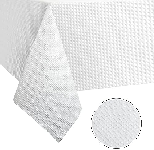 Qidordour Tischdecke, rechteckig, Einweg-Tischdecke, wasserdicht, abwischbar, für Partys, Picknick, Hochzeit, Urlaub, Geburtstagsparty, 140 x 274 cm, Weiß, 6 Stück