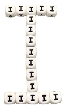 YNGMEANS Lot de 50 perles cubiques en silicone avec lettres de l'alphabet I pour porte-clés, fabrication de bijoux, bracelets, colliers et accessoires - 12 mm
