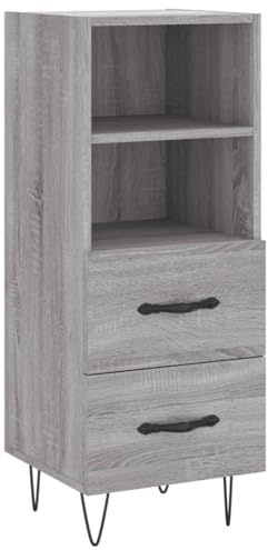 vidaXL Sideboard, Kommode mit viel Stauraum, Mehrzweckschrank Anrichte für Wohnzimmer, Schrank Beistellschrank Metallbeine, Modern, Grau Sonoma Holzwerkstoff