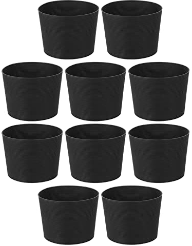 Silicone Cup Sleeve, Pack of 10 Nonslip Heat Resistant Silicone Bottle Cup Sleeve Water Mug Cover Protector for Tea Shop Coffee Shop Family Picnic and Travel Use, Black