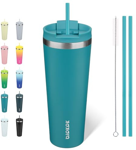 BJPKPK 780 ml Isolierter Edelstahl-Becher mit Deckel und Strohhalm