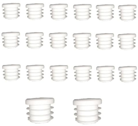 20 Pcs Round Plastic Plugs, White Tube Inner End Caps, 40mm Cover for Furniture Chair Desk Leg Tables Foot, Pipe