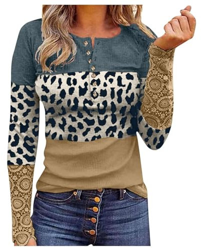 SOYNIA Pullover Cardigan Sweater Damen Top Vintage Spitze Spleißen Farbe Block Bluse Hohl Aus Strickhemd Tops Lose Fit Langarm Top L Kamel