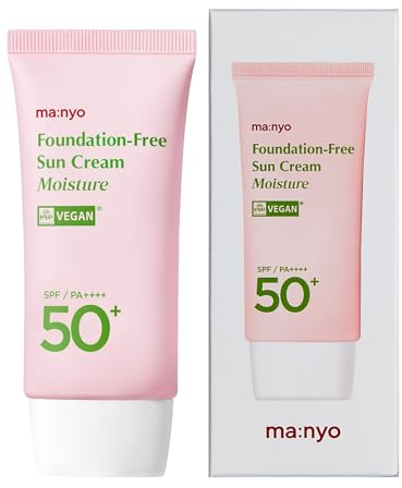 ma:nyo Foundation-Free Sunscreen Moisture 50ml (1.69fl oz) Vegan, Natürlicher Ton-auf-Sonnenschutz SPF 50+ | Glow Cover Sonnencreme