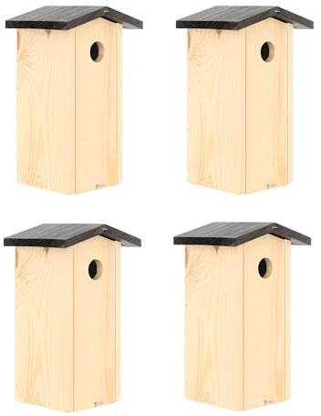 MAZUR 4X Nistkasten zum Aufhängen | Vogelhaus | Nistkästen | handgemacht in Europa | für Meisen, Kleinvöge & Wildvögel | Wetterfest aus robusten Kiefernholz | Nisthaus | Garten| Hand Made |