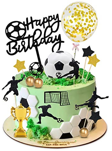Morofme 29pcs Soccer Cake Topper Soccer Ball Player Cake Decorations Soccer Figurine Soccer Birthday Cake Decoration for Men Boy Soccer Sport Theme Birthday Party Suppplies