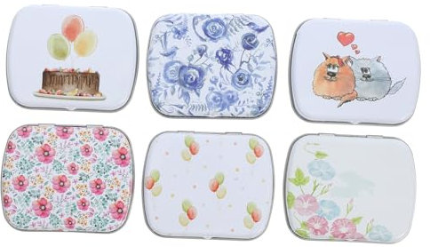 BCOATH Caja De 6 Uds Pequeña Caja De Portátil Pequeñas Latas De Almacenamiento De Estaño De Metal Con Tapa Latas Decorativas Caja De Almacenamiento De Regalo Contenedor De