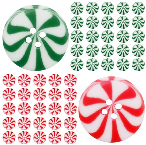 50 Stück dekorative Weihnachtsknöpfe mit Süßigkeiten, Bunte Knöpfe zum Basteln zum Nähen für Kleidungsdekorationen, Winter-Weihnachtsknöpfe mit Süßigkeiten Knöpfe, Dekorationen Knöpfe Weihnachten