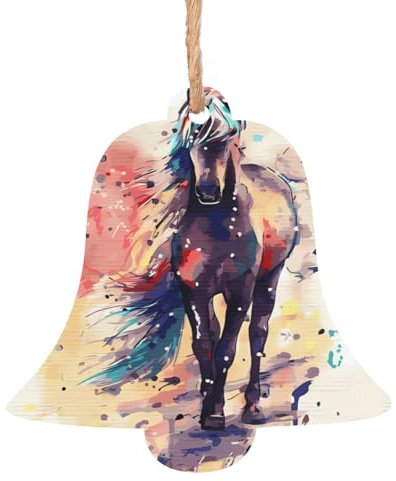 ZhaoYuGoods Wasserfarben-Weihnachtsschmuck aus Holz, umweltfreundlich, hängende Dekorationen, leichtes Holzornament, 6 Stück