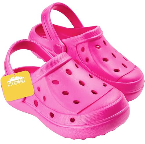 CityComfort Zoccoli Bambina Tie Dye Ciabatte Estive con Cinturino per Spiaggia Piscina Interno Esterno Regalo Ragazza (33/34 EU, Fucsia Neon)