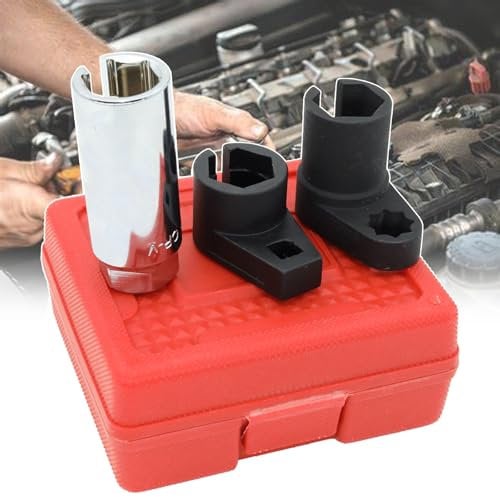 3 TLG Lambdasonden Schlüssel Nüsse Set Gewindereparatur Satz Sauerstoffsensor Steckschlüsselsatz Werkzeug Einsatz für Demontage Lambdasonde Auto