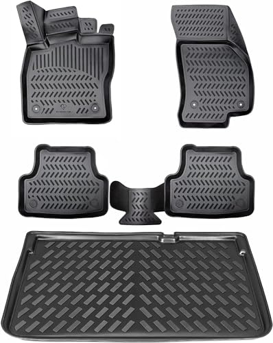 ELMASLINE 3D Gummimatten & Kofferraumwanne Set für Mercedes GLC (X254) 2022-2026 (SUV) | Passend nur für Hybrid | Gummi Zubehör Kofferraum
