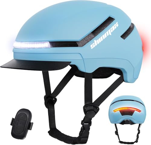 Shinmax Fahrradhelm Damen Herren mit Licht & Blinker, NTA Zertifiziert | bis 45 km/h, Fahrrad Helm Erwachsene mit USB Aufladbarem Rücklicht, Visier, Radhelm Unisex für E-Bike, S-Pedelec, Scooter