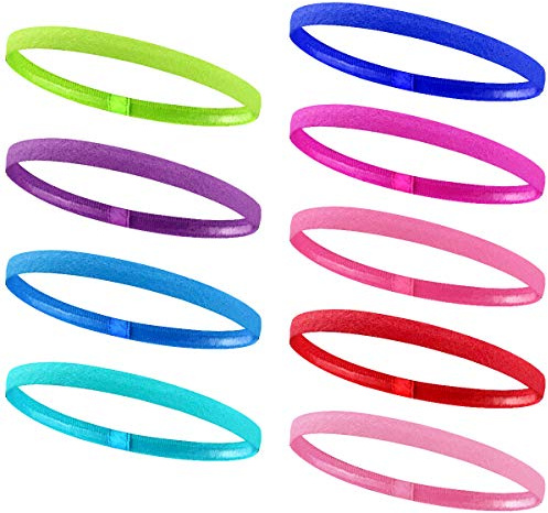 Sport Haarband, Sport Stirnband Dünn, 9 Stück Antirutsch Elastische Stirnbänder, Stirn Schweißband Haarbänder, Sport Thin Stirnbänder für Herren Damen Kinder