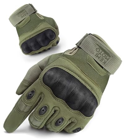 KEMIMOTO Taktische Handschuhe, Militär Einsatzhandschuhe mit Kohlefaser Knöchelprotektor und Touchscreen, Atmungsaktiv, Vollfinger, für Bushcraft, Jagd und Security