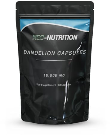 High-Strength Dandelion Extract Capsules (20:1) 10,000mg Per Capsule - 60 Caps Per Bottle, Vegan Safe, UK Manufactured