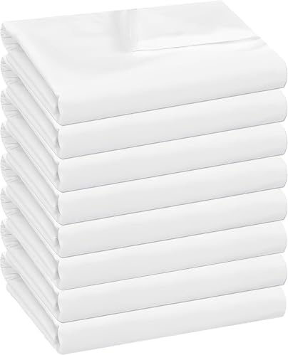 8 Stück Betttuch/Bettlaken/Haustuch 228x260 - Flaches Mikrofaser Betttuch besonders weich,Weiß Einfache Klassische Hotel Bettücher ohne Spanngummi Laken Leintuch Haushaltstuch